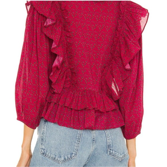 Something Navy Audrey Ruffle Top in Pink Women’s Size Small - Picture 2 of 13